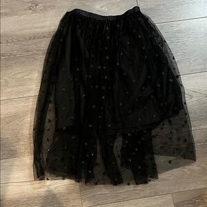 Cat & Jack Black Star Pattern High Low Skirt 10-12 yrs